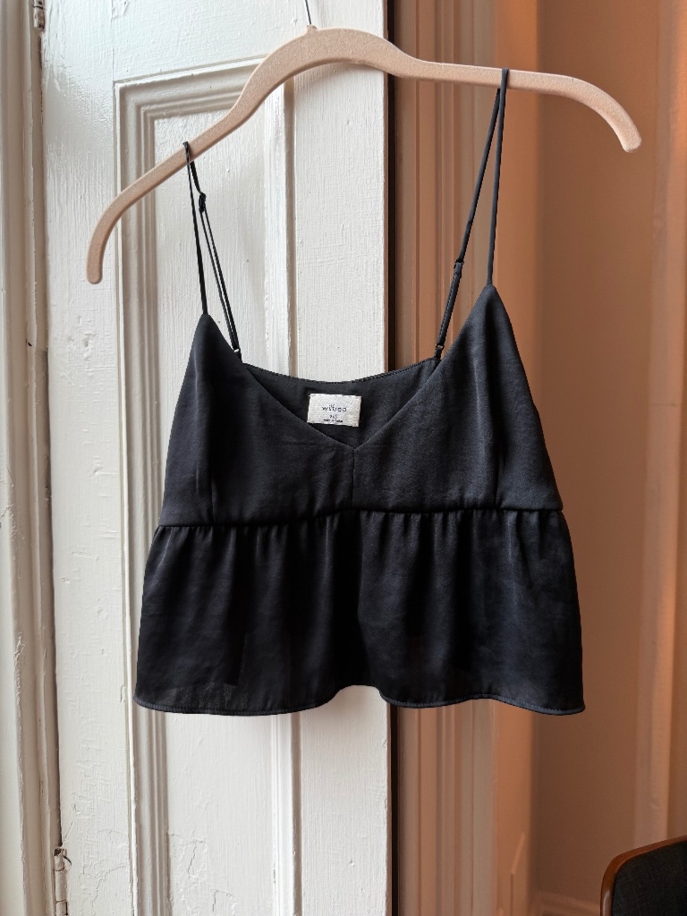 Wilfred Black Satin Cowl Neck Camisole | XS